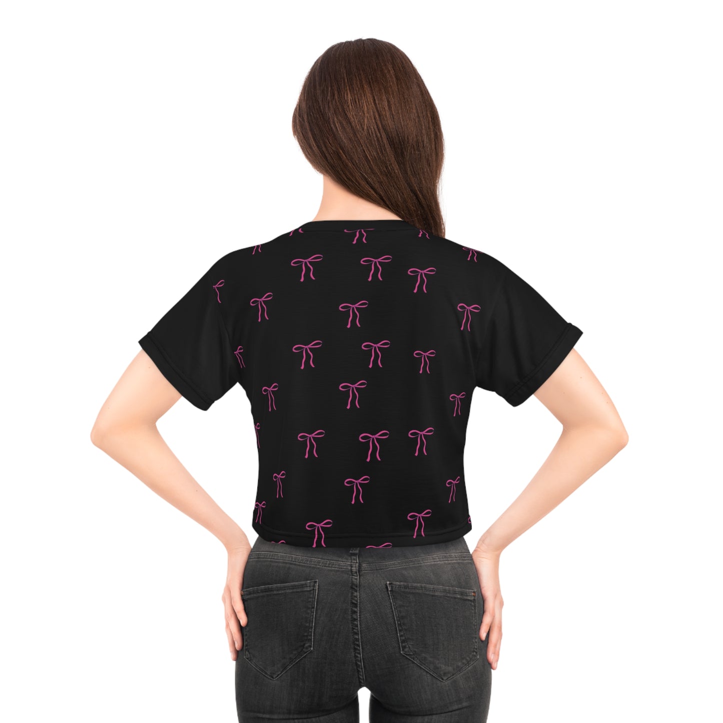 Pink Bow Decorative Bad Girl Crop Top