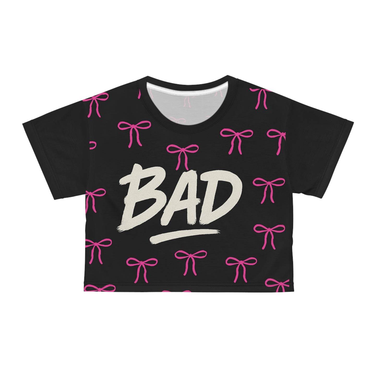 Pink Bow Decorative Bad Girl Crop Top