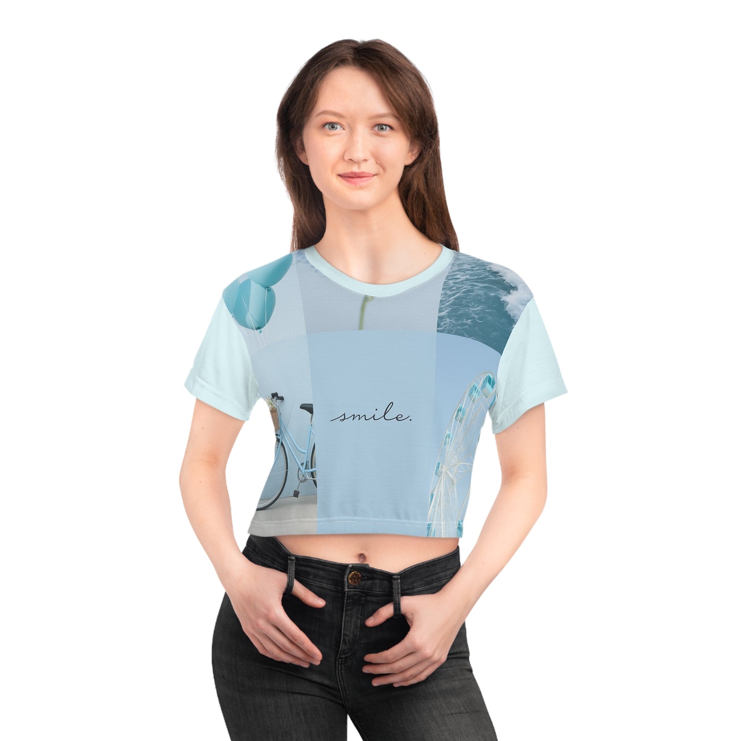 Smile Blue Aesthetic Crop Top