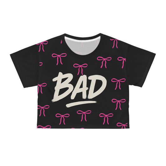 Pink Bow Decorative Bad Girl Crop Top